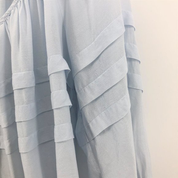 MAX STUDIO Peasant Ruffle Long Sleeve Blouse Blue - Picture 4 of 7